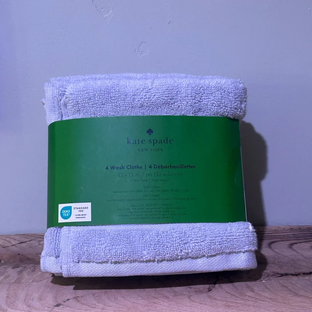 Kate Spade Light Gray Wash Cloths Set NWTS